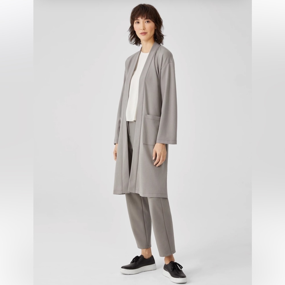 Eileen Fisher Flex Ponte Belted Jacket Light Gray Smoke Size XL